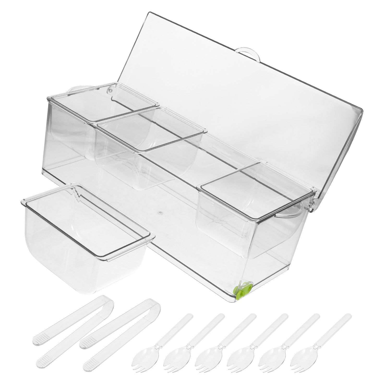 Caja de Almacenamiento Tapa de Pet para Refrigerador 4 Compartimentos Organizador de Alimentos Mantiene Frutas y Facilita la Organización para Cocina y Picnic