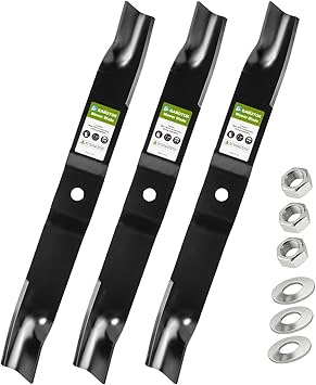 High Lift Mower Blades 3-Pack with 3 Nuts for Ariens Gravely Ikon 60 ZT XL 60 Zero Turn Mower, Fits 60-Inch Deck, Replaces OEM 09659200