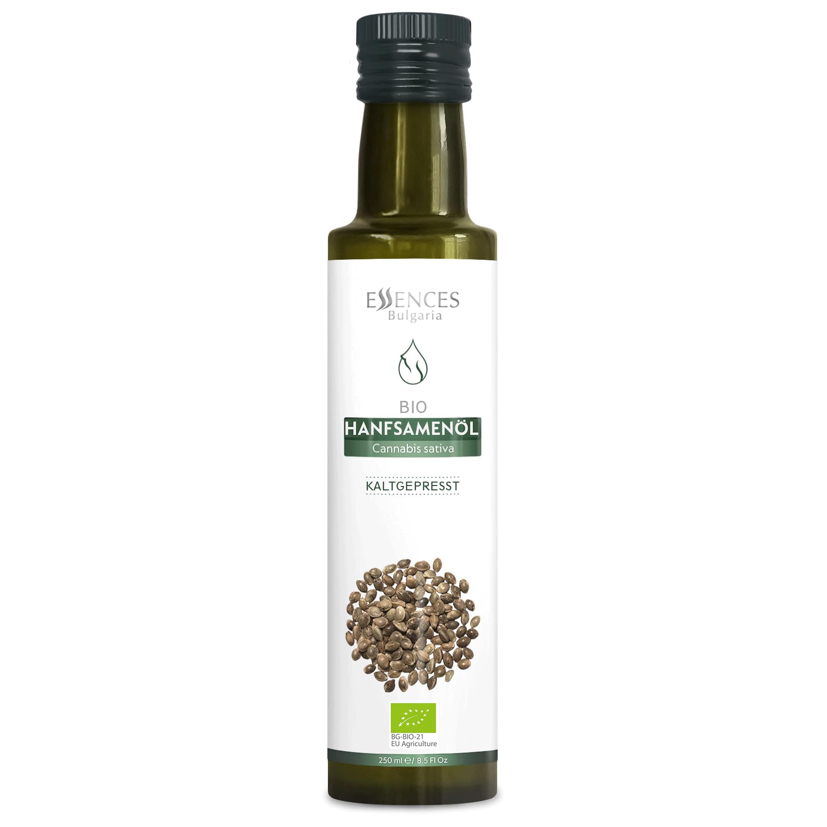 Essences Bulgaria Aceite de Semilla de Cáñamo Orgánico 250ml| Aceite 100% Natural Prensado en Frío | Calidad Extra Premium | Rico en Omegas | Ensaladas | Sin Aditivos ni Conservantes |Sin OMG | Vegano