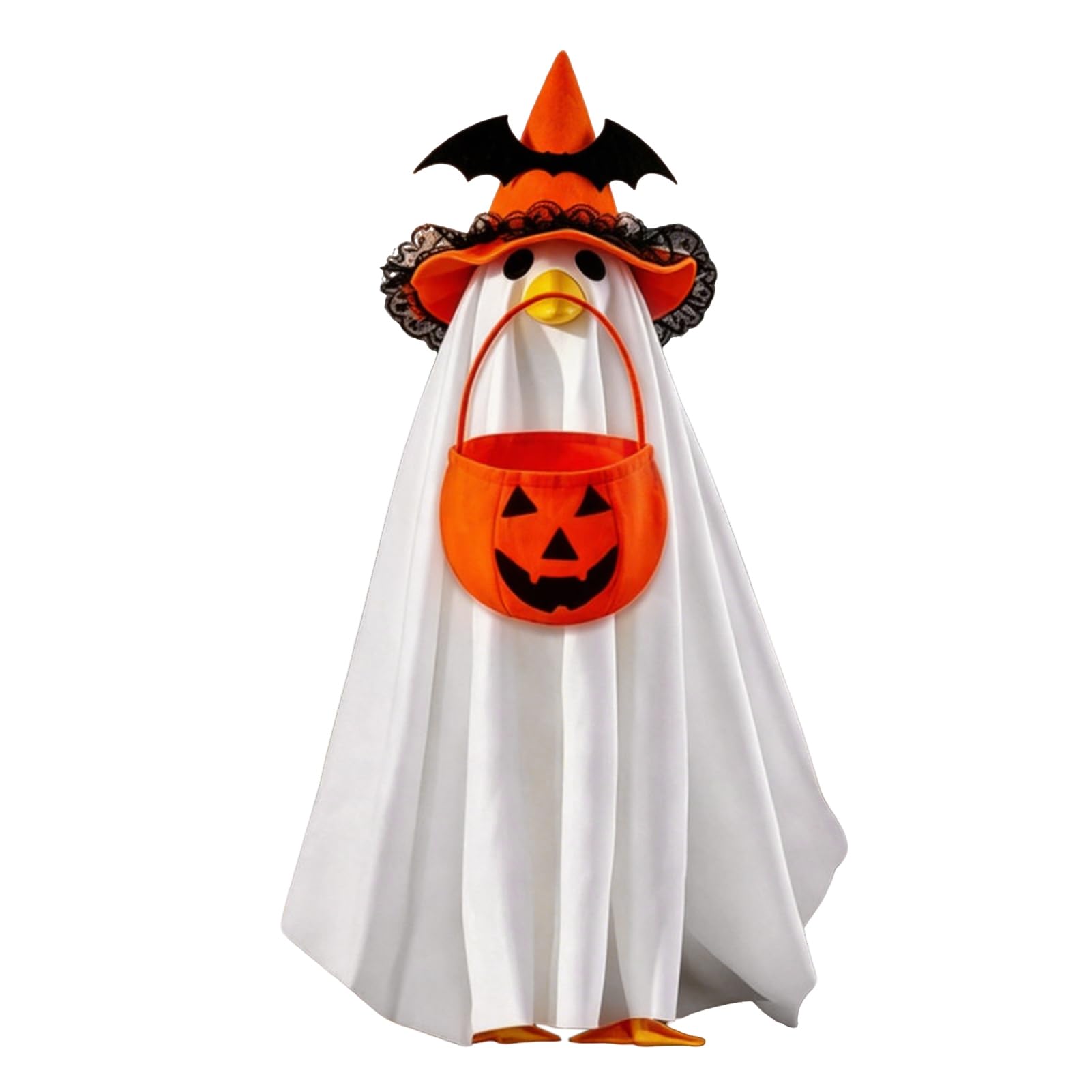ZhzeYun Halloween Ghost Goose Costume Wizard Hat Cape Pumpkin Candy Bag Outdoor Yard Decoration for Statue Garden Display A