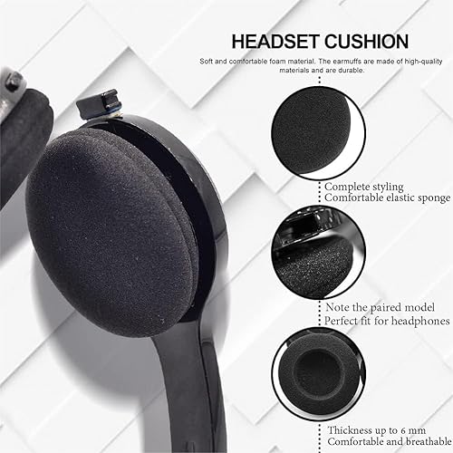 Miniatura 3 de 4 almohadillas de espuma de repuesto de 2.165 in2.2 pulgadas, almohadillas de esponja aplicables para la mayoría de auriculares de teléfono de