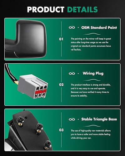 Miniatura 4 de SCITOO Espejo retrovisor lateral izquierdo para Ford E-150 E-250 2003-2013 y Ford E-350 E-450 Super Duty Econoline Van 2004-2013 con ajuste manual y