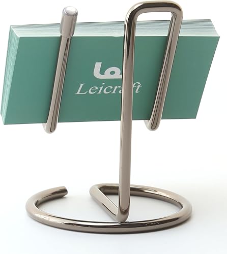 Miniatura 2 de Leicraft Tarjetero para escritorio, bonitos organizadores de tarjetas de metal y accesorios de escritorio de oficina para hombres y mujeres (negro