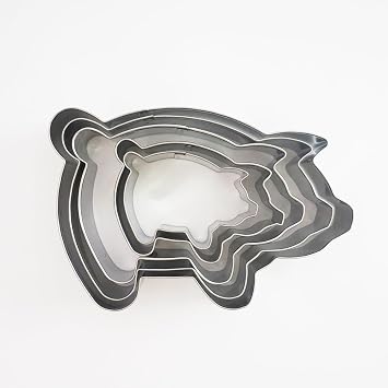 4 Inch Concha Cutter Mexican Bread Mold with 5 Sizes Piggy Cookie Cutters, Stainless Steel Molde Para Hacer Conchas De Pan, Metal Concha Shell Stamp and Pig Cookie Cutter Set
