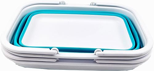 Miniatura 85 de SAMMART SAMMART - Bañera plegable con asa de 9.2L (2.37 galones) - Cesta de picnic portátil al aire libre/cráter - Bolsa de compras plegable - Azul