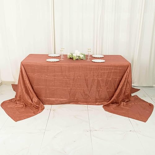Miniatura 9 de Efavormart - Mantel rectangular de tafetán arrugado de acordeón de terracota de 90 x 156 pulgadas, perfecto para ceremonias de boda, fiestas,