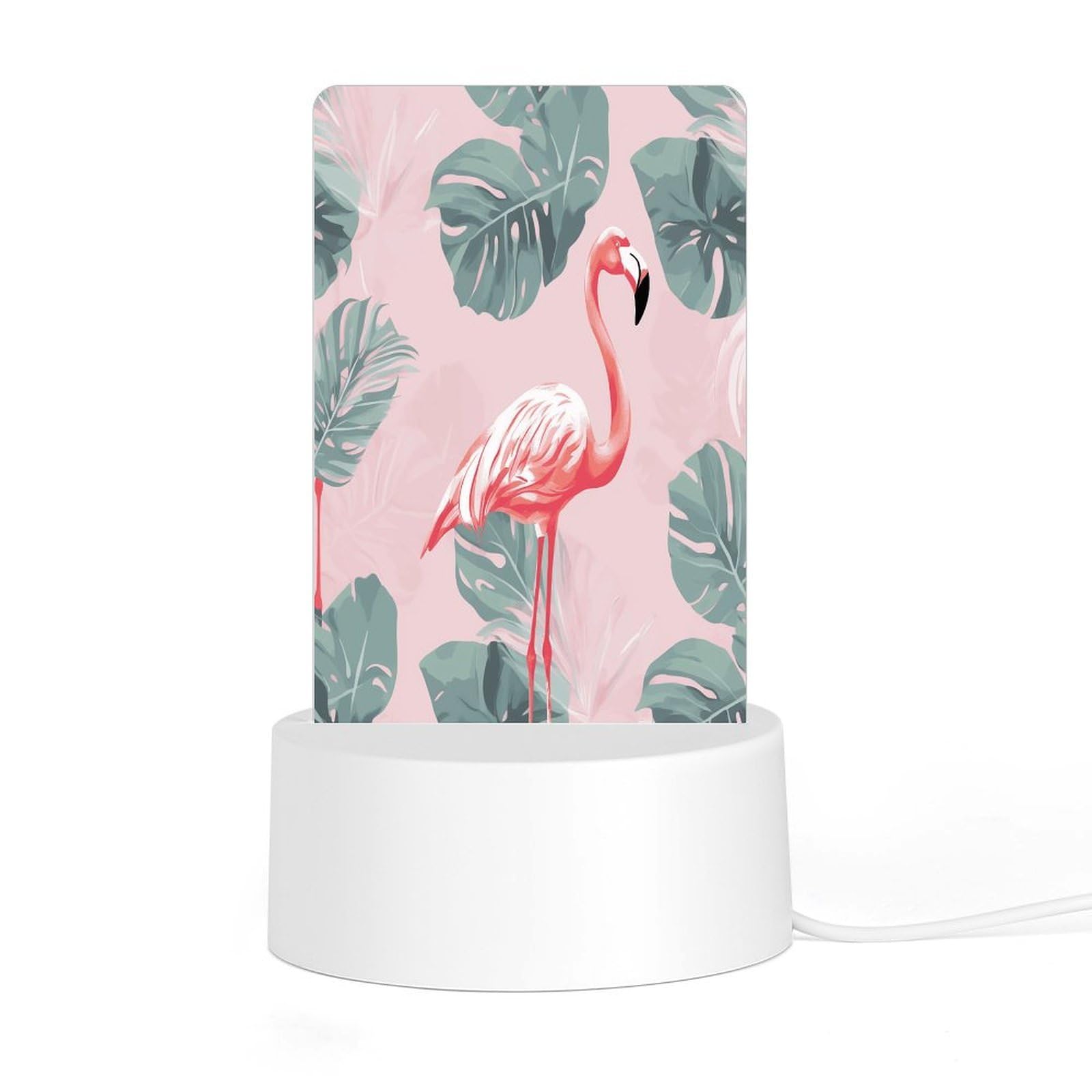 Adfgyerh Style Summer Flamingo Palm Leaves(1) Night Light Acrylic Material Easy Installation, Home Decor Usb Interface Power Supply, Lamp For Restaurant Bar Cafe Room Decor