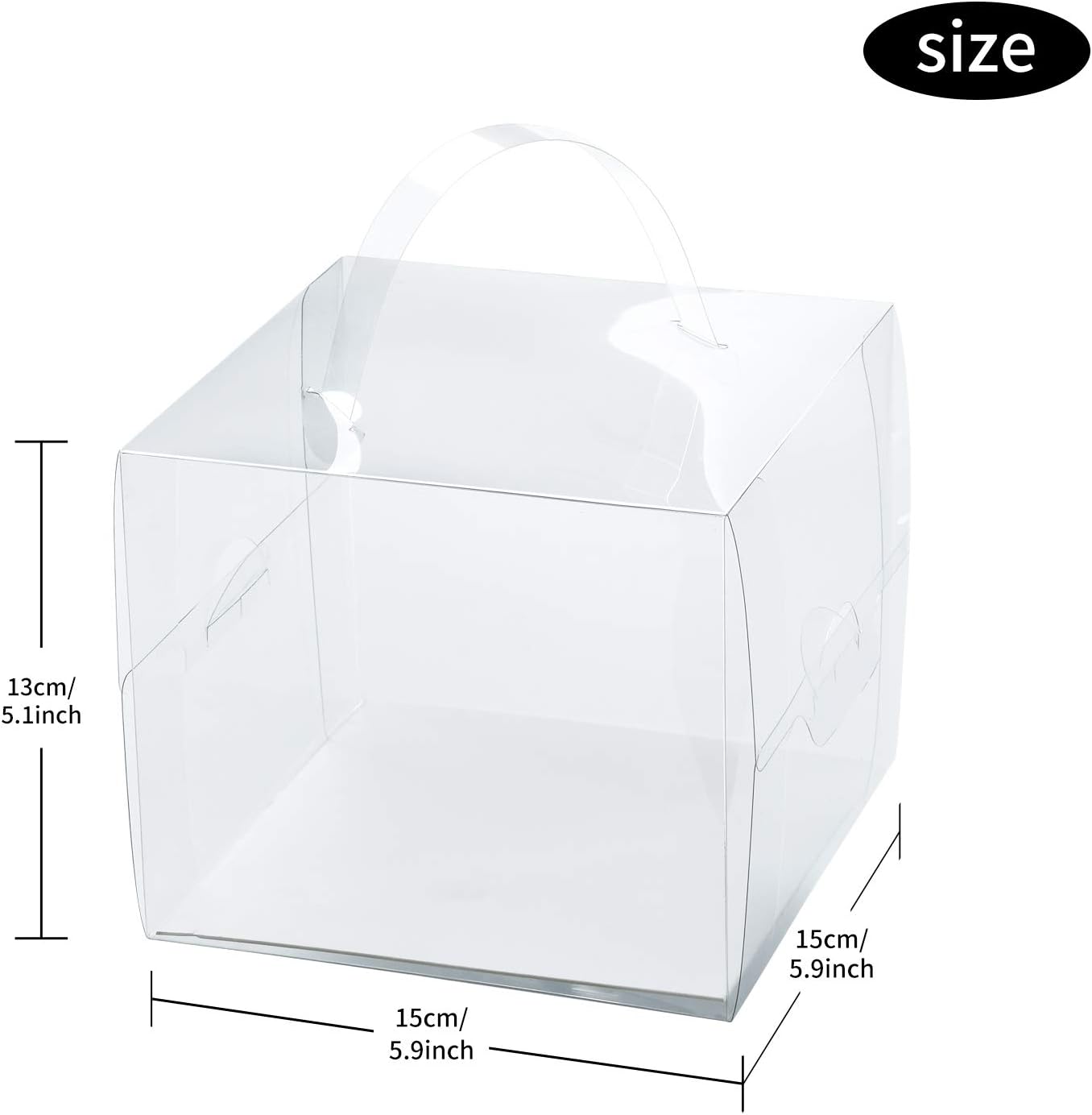 6x6x5Inch Transparent Bakery Boxes,20Pcs Clear Cake Box for Cake Chocolate Donut,Treat Boxes Gift for Party Wedding Graduation 6x6x5 Inch