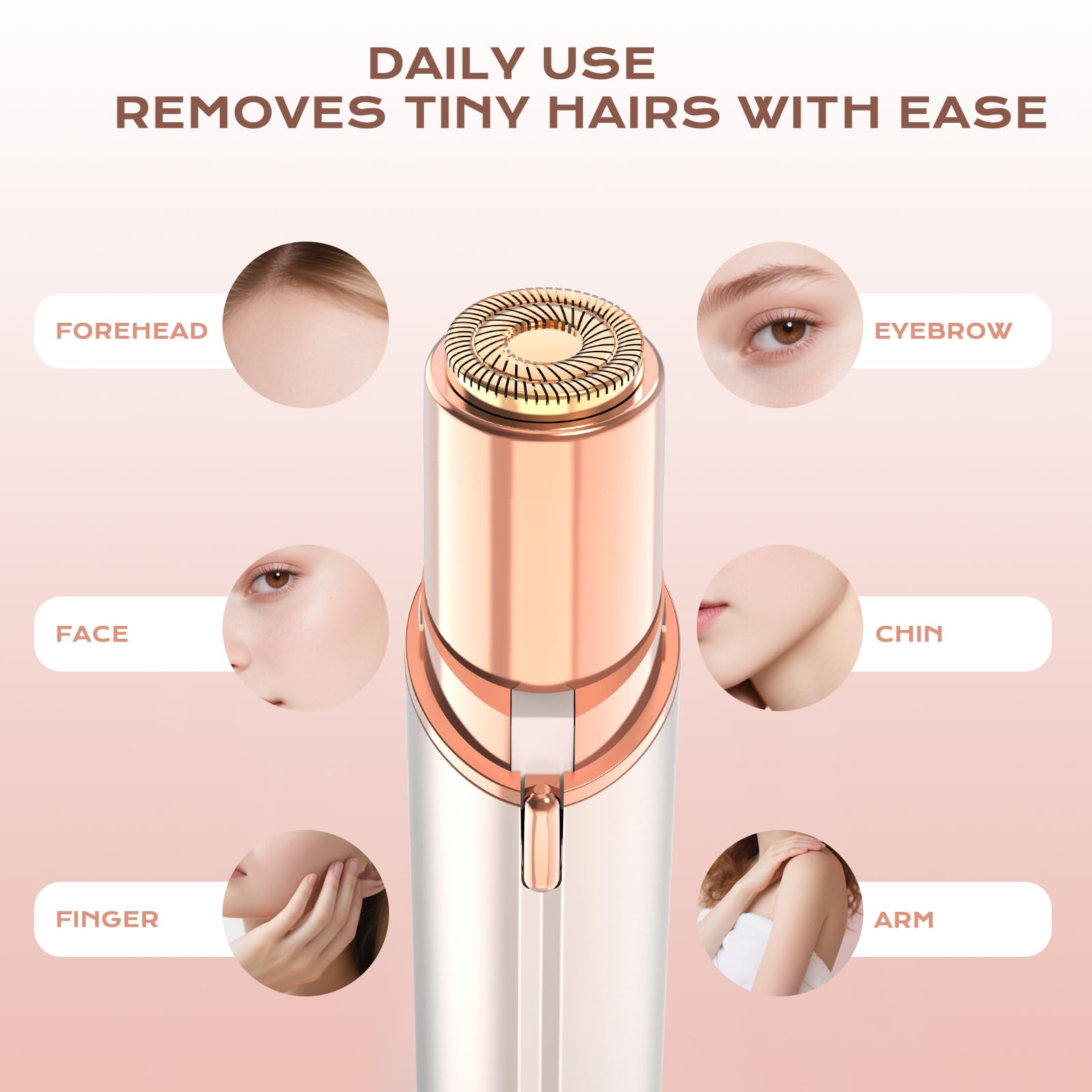 Depilación facial para mujeres, removedor de vello facial eléctrico sin dolor recargable para la cara para labios, barbilla, axila, melocotón fuzz, dedos, cuello, mejillas y recargable por USB 4