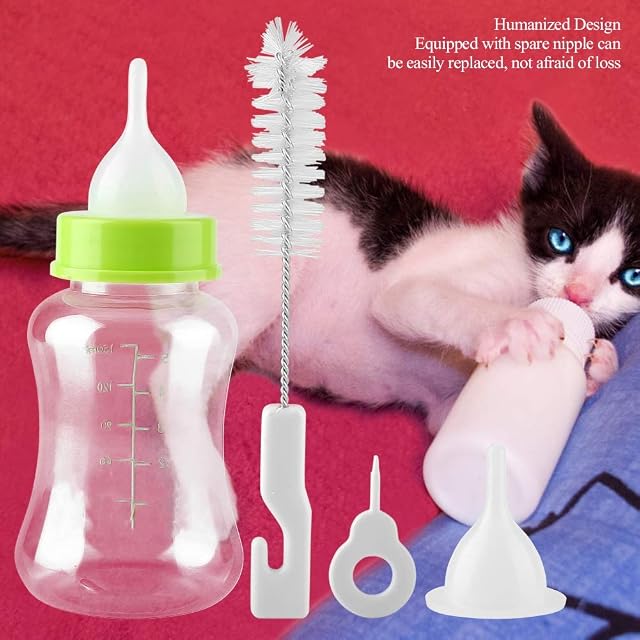 Foto 5 de 8 de 4pcs Kits de Alimentador de Biberones para Amamantar con Reemplazo de ón Cepillo de Limpieza Biberón de Gato…