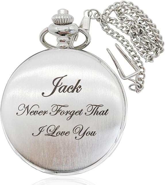 Personalised Engraved Pocket Watch Christmas Birthday Wedding Fathers Day Anniversary Valentines Gift for Men Grandad Dad Husband Him Son Groom Custom Watches with Any Text and Name (Names)