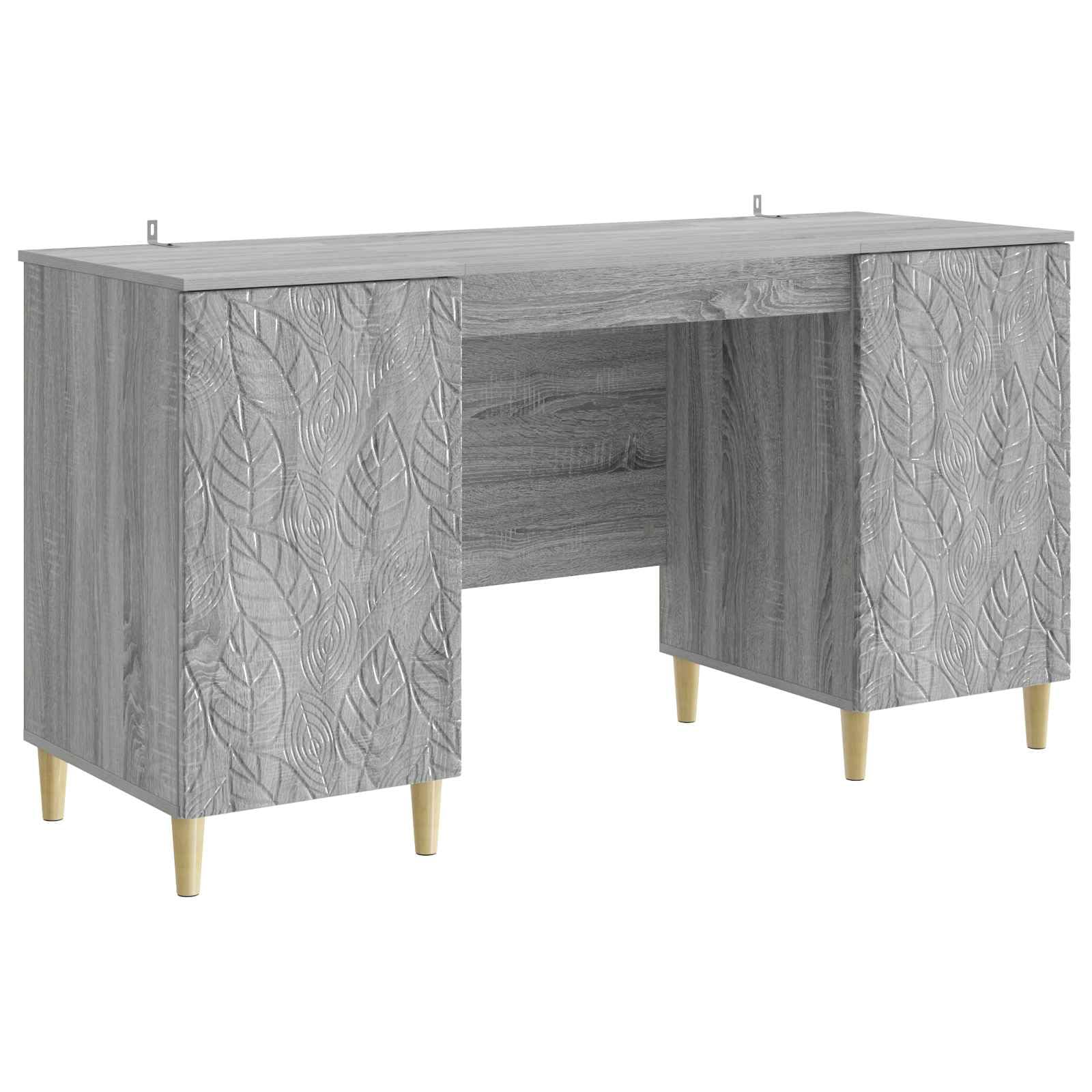 Bureau Sonoma Gris en Bois d'ingénierie 142,5 x 50 cm avec Rangement Grand Espace