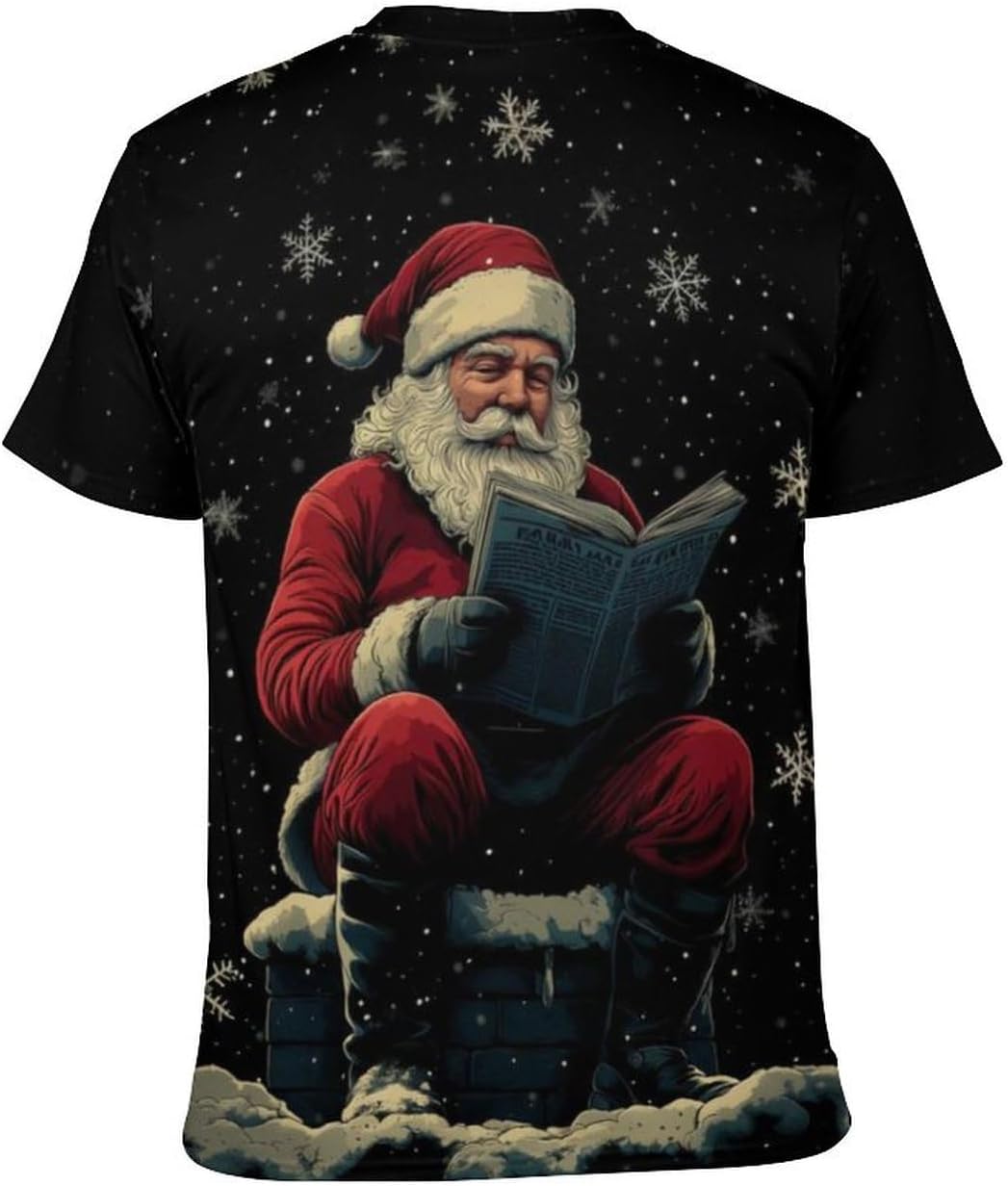 Men's Santa Graphic T-Shirt Christmas Short Sleeve Clothing - Image 3