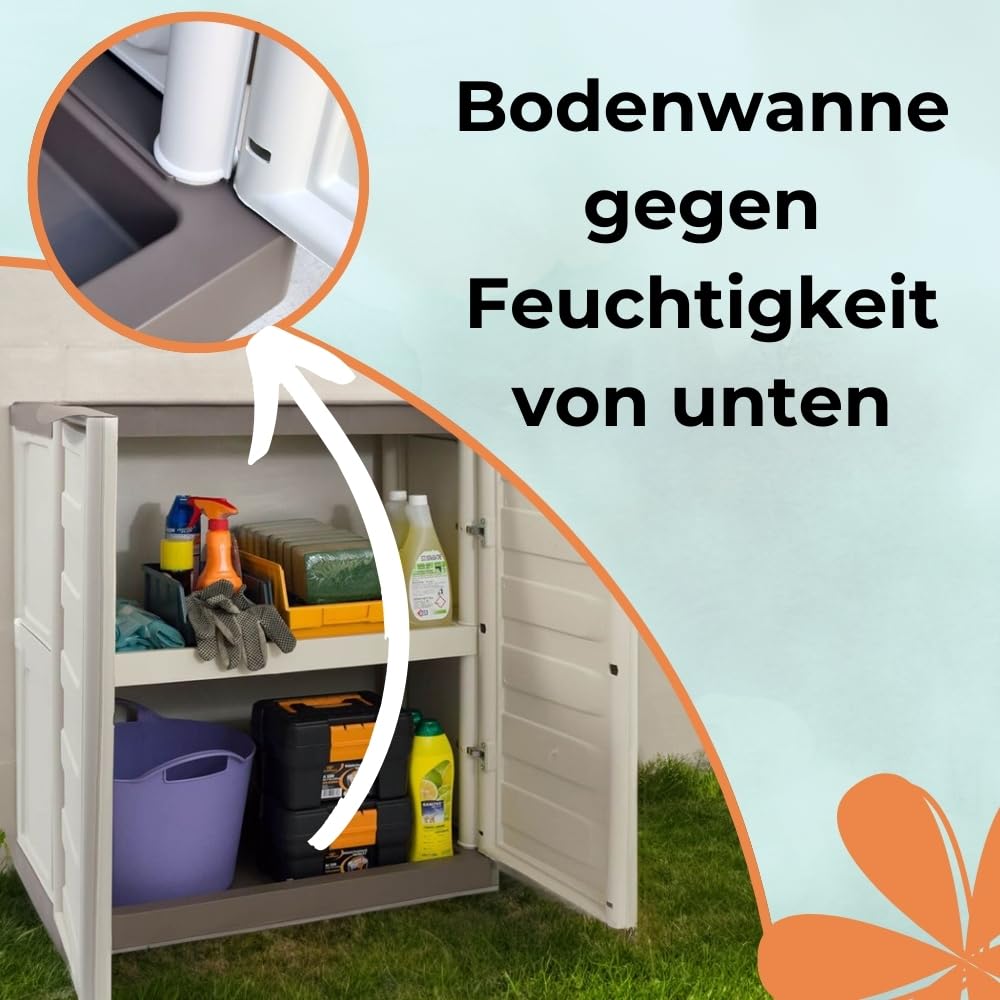 GarPet Gartenschrank Wasserdicht Outdoor Schrank Kunststoff Mehrzweckschrank Allzweckschrank Balkonschrank Haushaltsschrank Terrassenschrank Garagenschrank