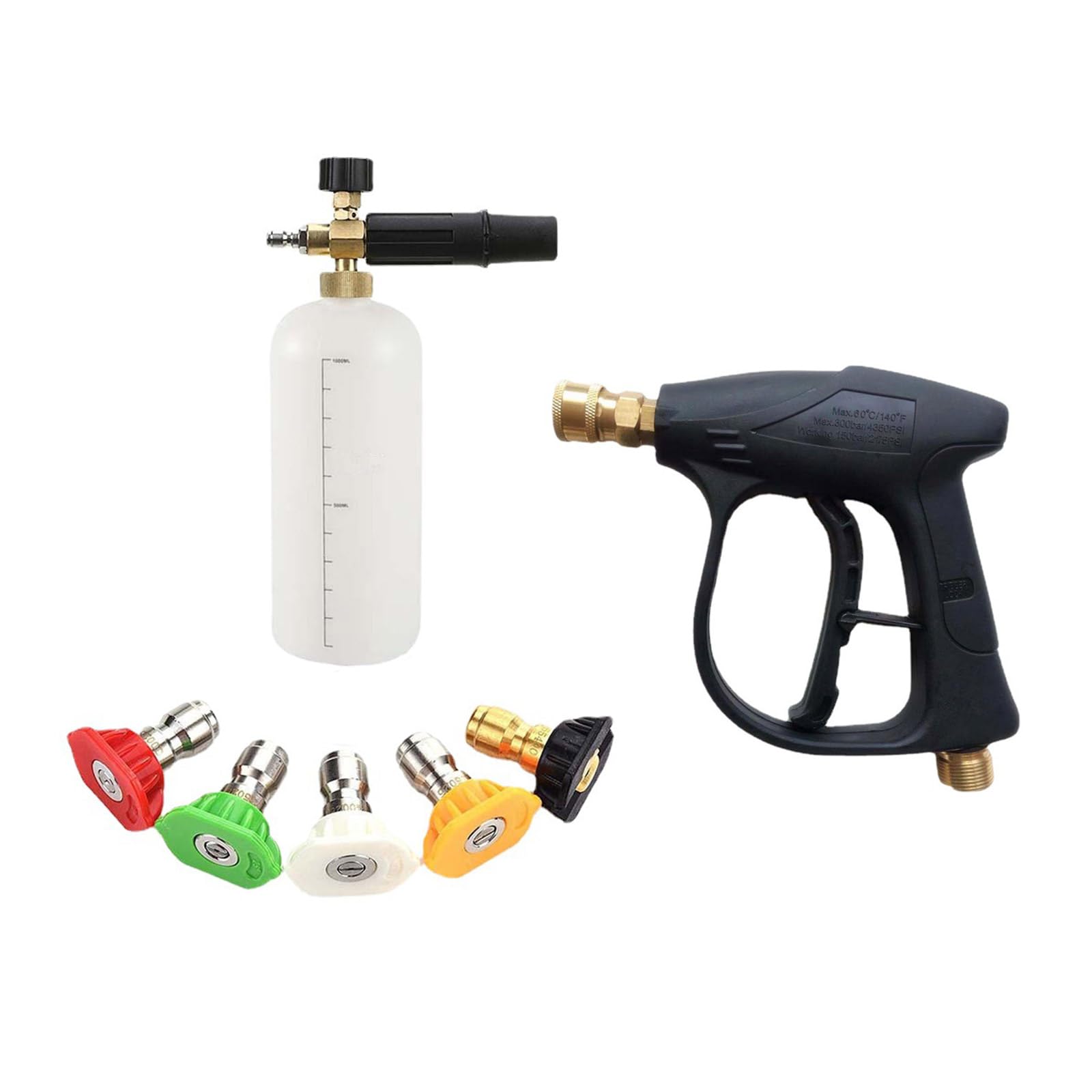 Lavadora a presión de 4350 PSI, conector rápido de 1/4 de pulgada con espuma y puntas de boquilla, 1 litro, lavadora eléctrica para piso de coche, espuma de lavado de autos