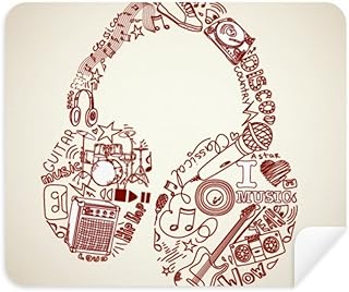 Illustration Music Headset Pattern Cleaning Cloth Screen Cleaner 2pcs Suede Fabric