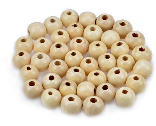 AD Beads - Piezas de madera con agujero para hacer pulseras, joyas, lámparas decorativas, collares, cuentas de rosario de madera grandes, cuentas