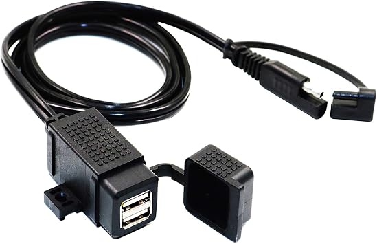 MOTOPOWER MP0609C 3.1Amp Waterproof Motorcycle Dual USB Charger Kit SAE to USB Adapter Cable Phone Tablet GPS Charger