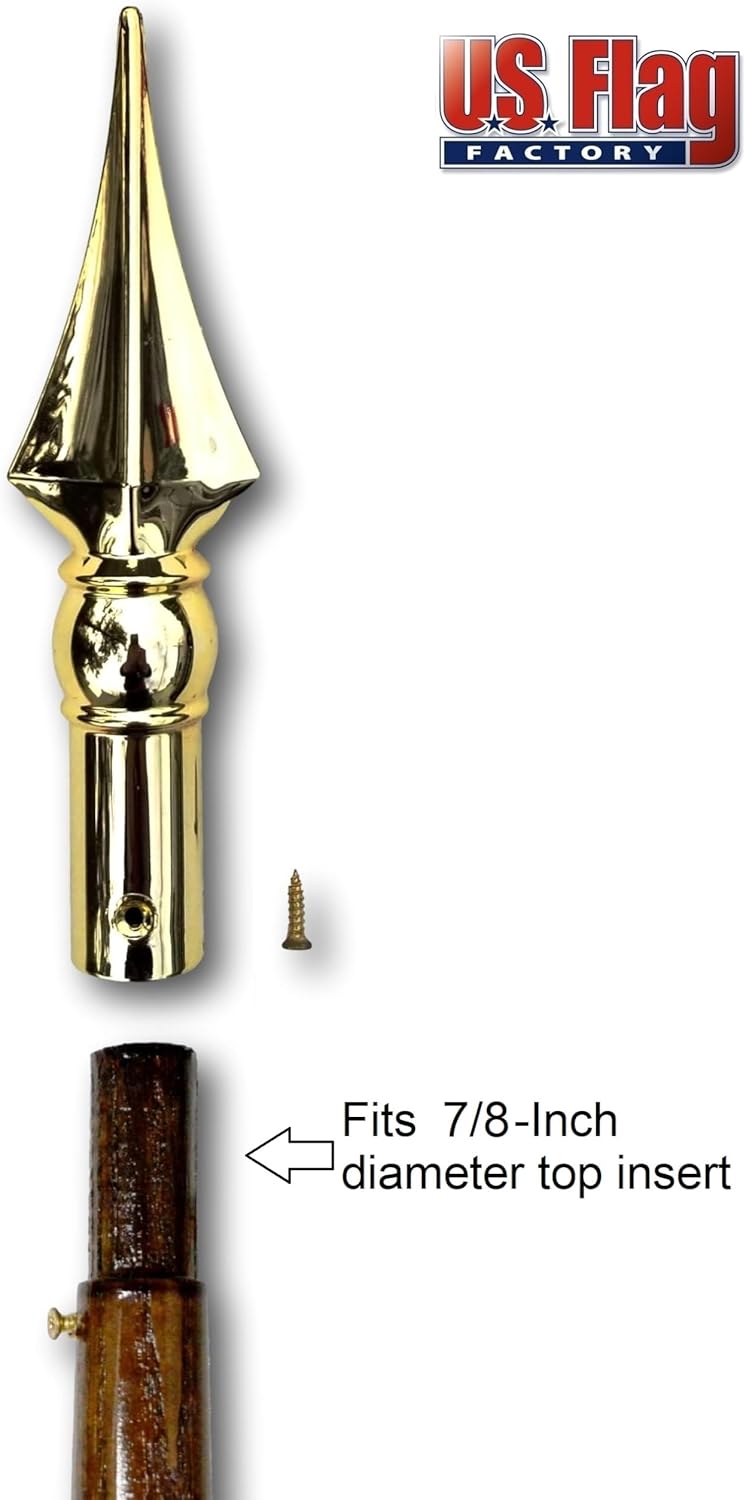 US Flag Factory 8 Inch Spear Topper Ornament for Indoor or Parade Flagpole (ABS Plastic) - Gold Color