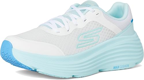 Skechers Donna Max Cushioning Endeavour Canova Trainers, White Synthetic/Light Blue Trim, 38 EU - 8