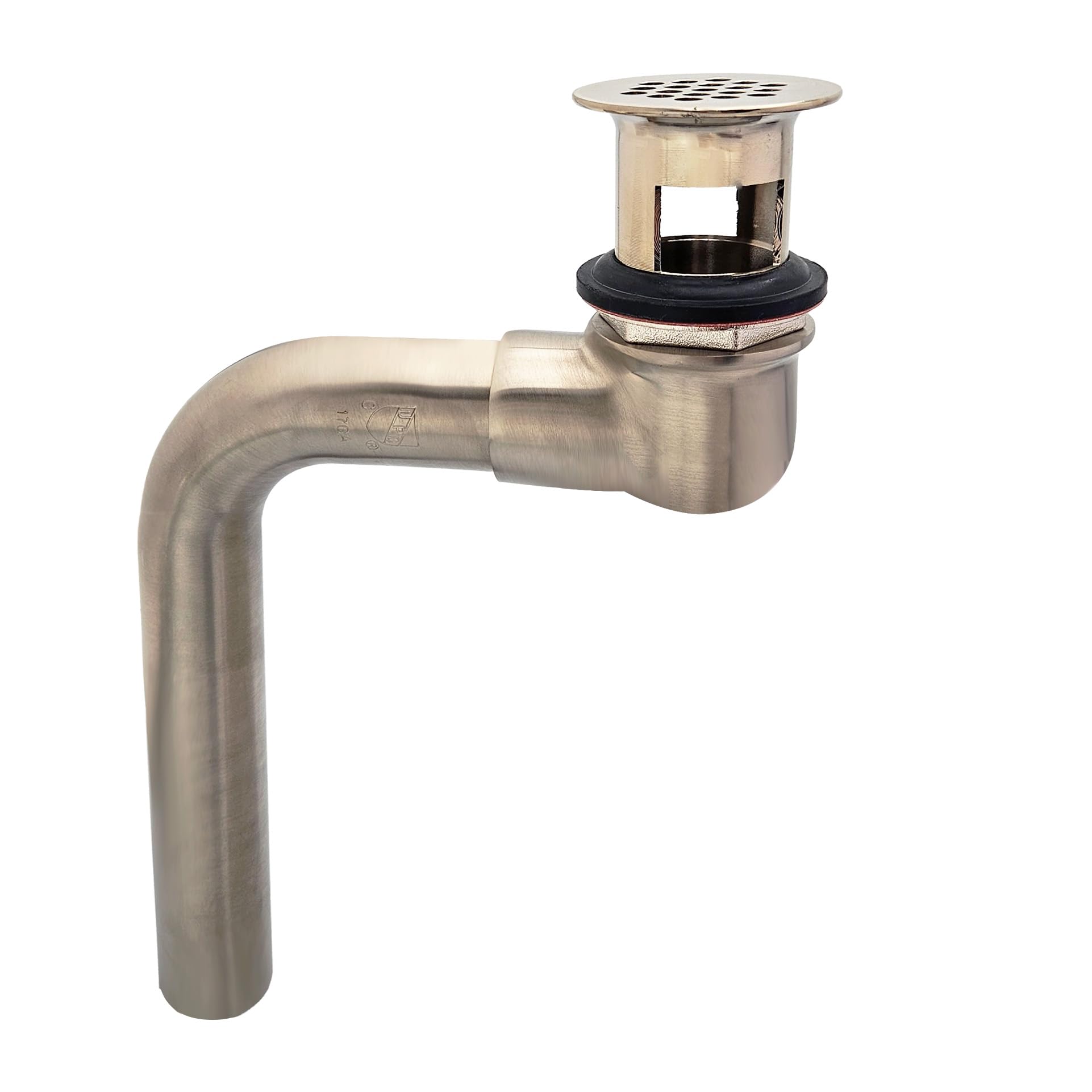 Westbrass Satin Nickel 1-1/4" Offset Connect Grid Strainer Lavatory Drain With Overflow Holes, 19-Hole Grid, 17 Gauge Brass, Fits 1-1/2" Sink Opening,