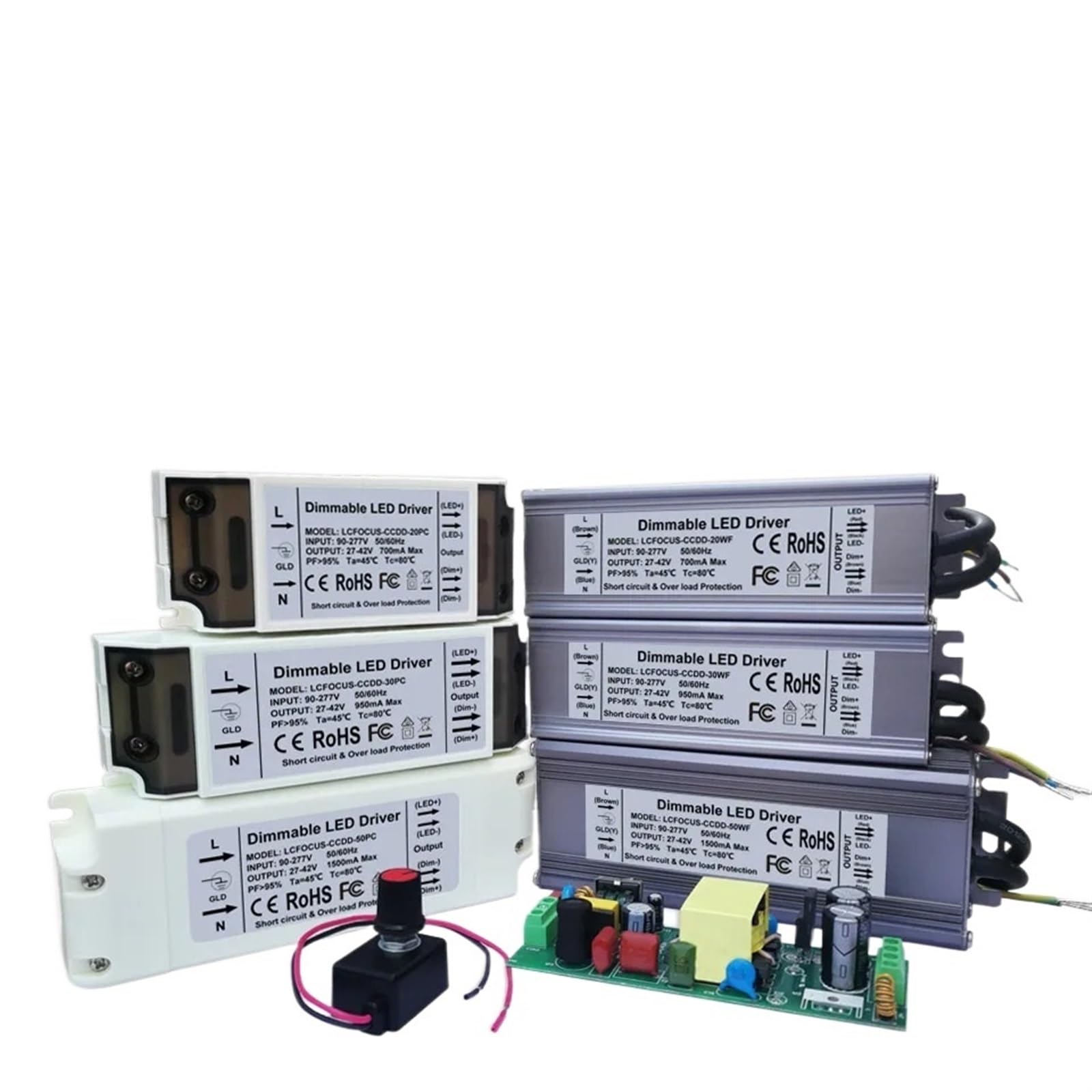 Zmienny sterownik LED 0-10 V, 1 W, 3 W, 5 W, 10 W, 20 W, 30 W, 50 W, 100 W, 150 W, 200 W, 3000 mA 27-42 V (100 W), plastikowa obudowa)