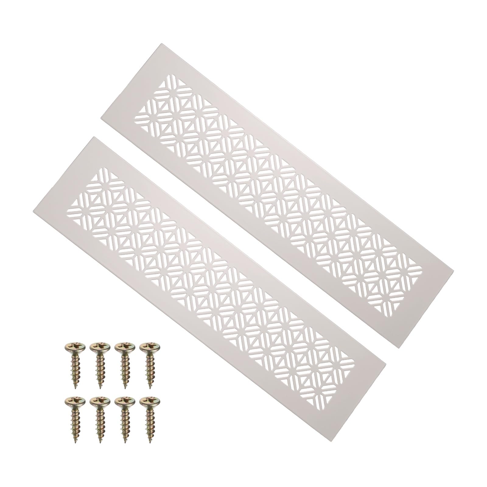 PATIKIL 300mm x 80mm Door Air Vent Cover, 2 Pcs Heavy Duty Aluminum Grille Ventilation Cover Louvered with Mounting Screws for Cabinet Wardrobe Door, Cashmere Gray