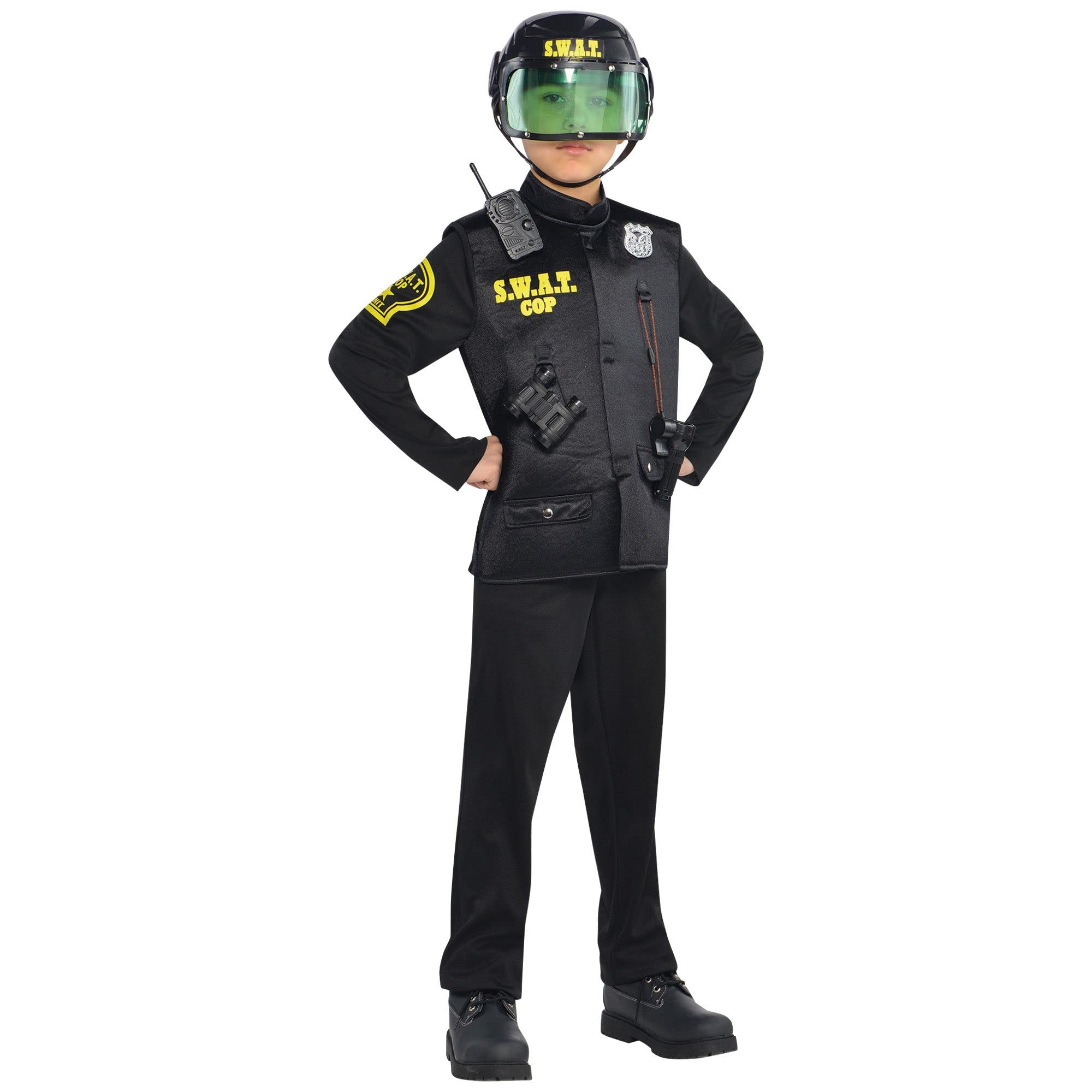 amscan Black SWAT Cop Officer Child Costume - Medium 8-10, 1 Pc
