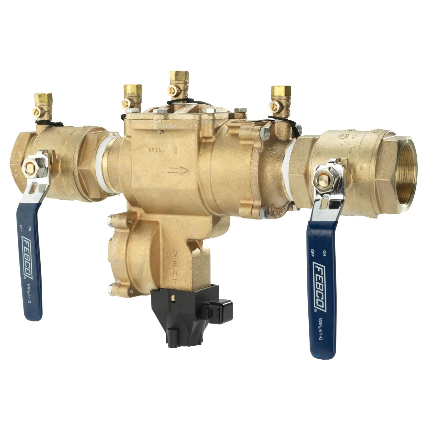 Febco LF860 Series 2" Lead-Free Bronze Reduced Pressure Zone Backflow Preventer Assembly, Quarter Turn Shutoff, Small Diameter, Flood Sensor with