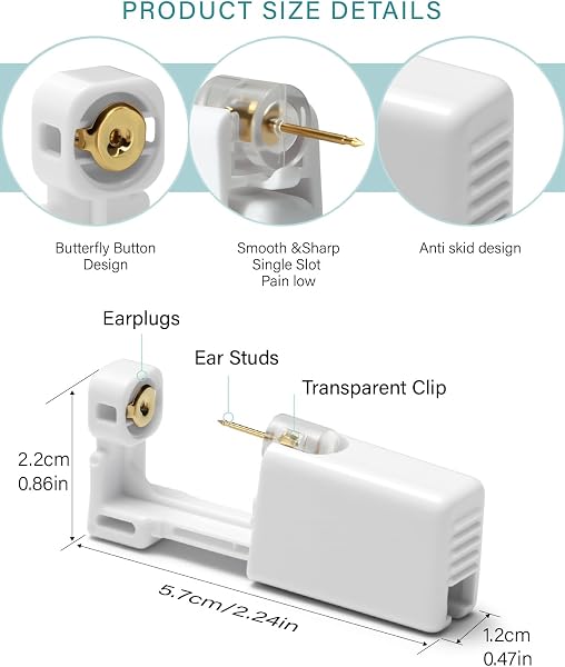 Yiorxu 8pcs Ear Piercing Gun Kit,Pain-Free Disposable Sterile Self Piercing Kit Set with 8 Medical Grade Studs Earrings Silver/Gold & Wipes for Teens,Women Men Girls Boys & Home Use - 1