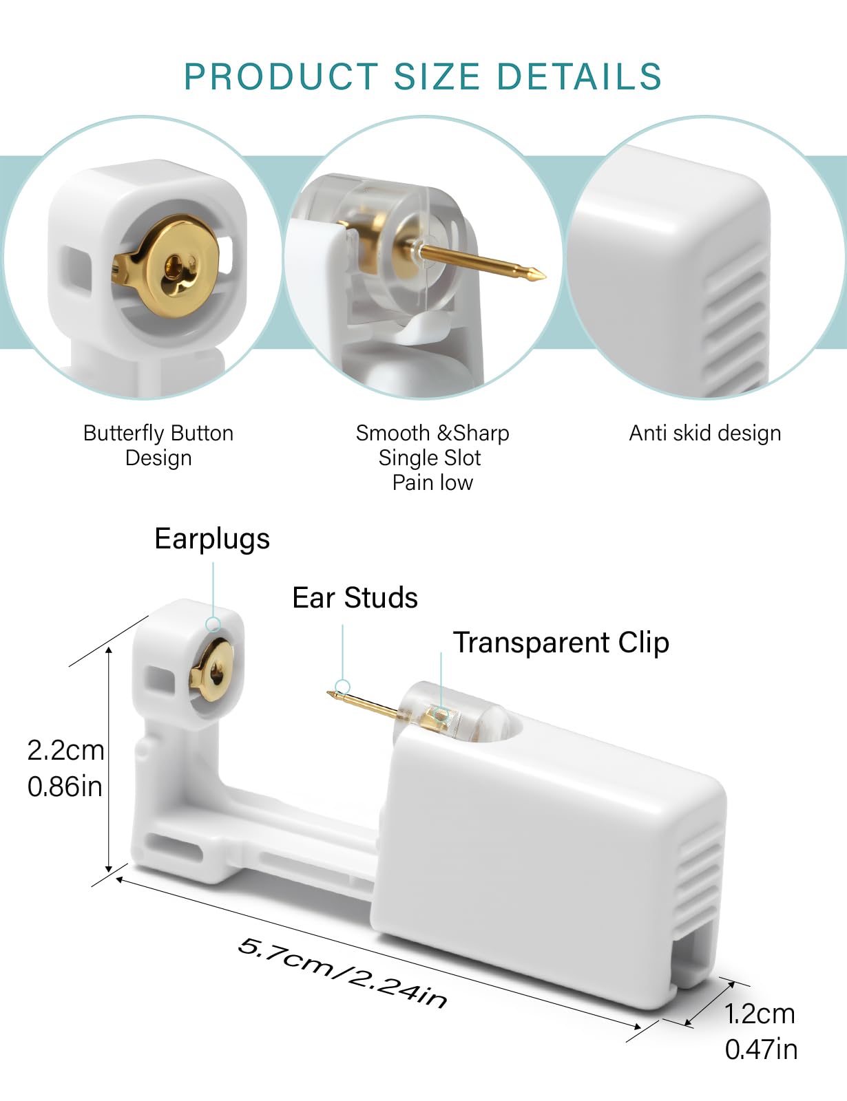 Yiorxu 8pcs Ear Piercing Gun Kit,Pain-Free Disposable Sterile Self Piercing Kit Set with 8 Medical Grade Studs Earrings Silver/Gold & Wipes for Teens,Women Men Girls Boys & Home Use