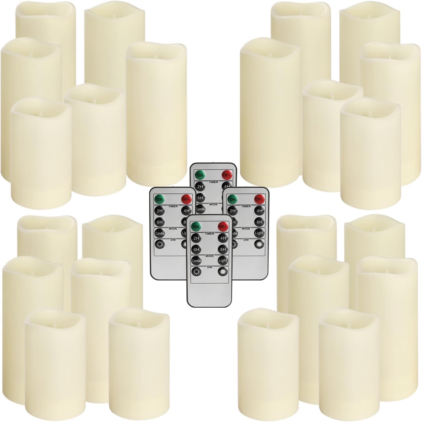 Set of 24 Waterproof Outdoor Flameless Candles, LED Candles with 4 Remote and Timer,(H 4" 5" 6" x D 2.2"),for Halloween Wedding Festiv - Image 4
