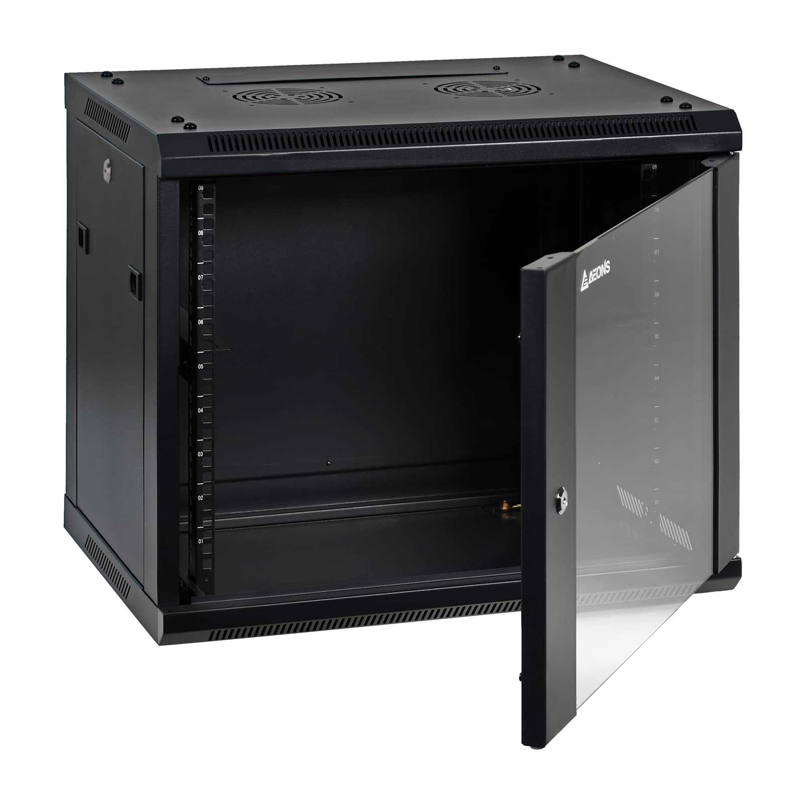 AEONS 9U Professional Wall Mount Network Server Cabinet Enclosure 19-Inch Server Network Rack 16-Inches Deep Black