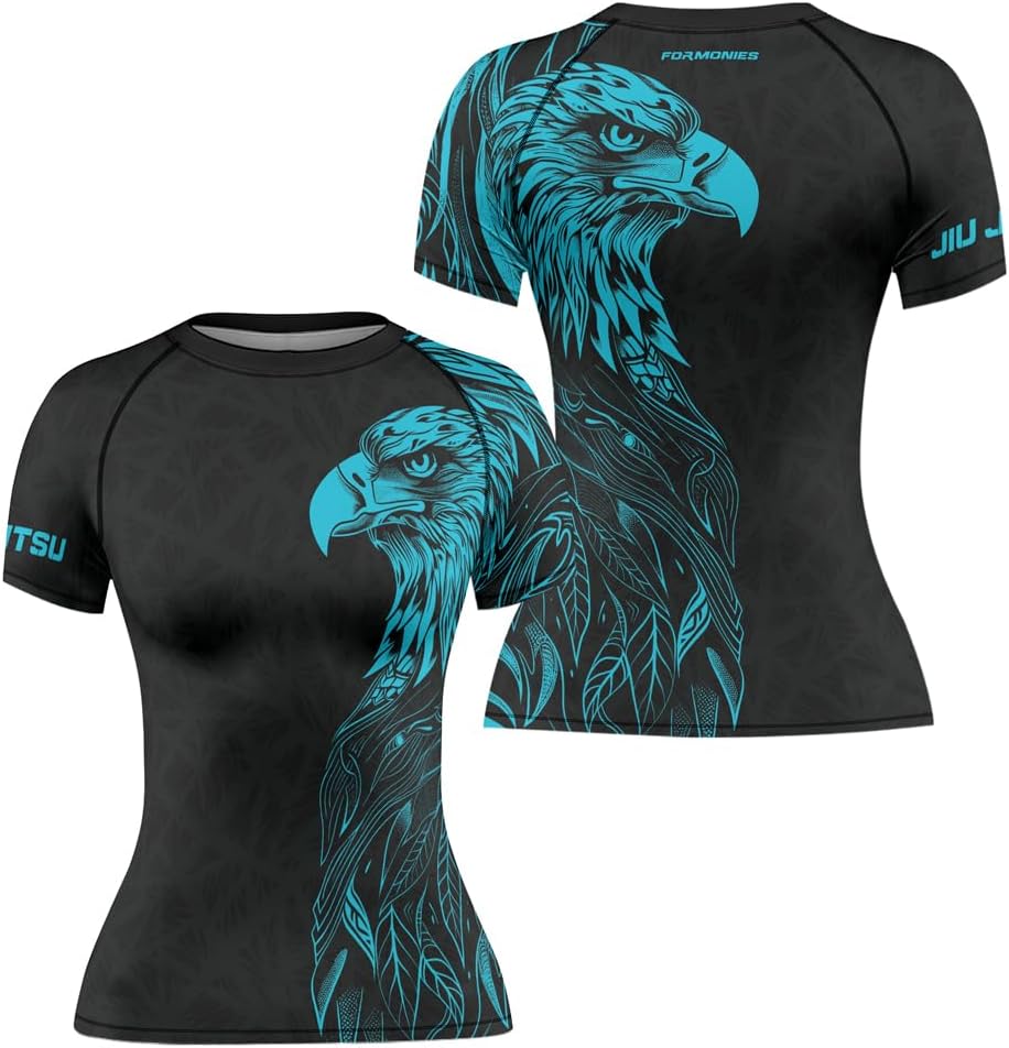 FORMONIES Eagle Compression Rashguard for Women – Short Sleeve Base Layer Shirt for Jiu Jitsu MMA BJJ Grappling