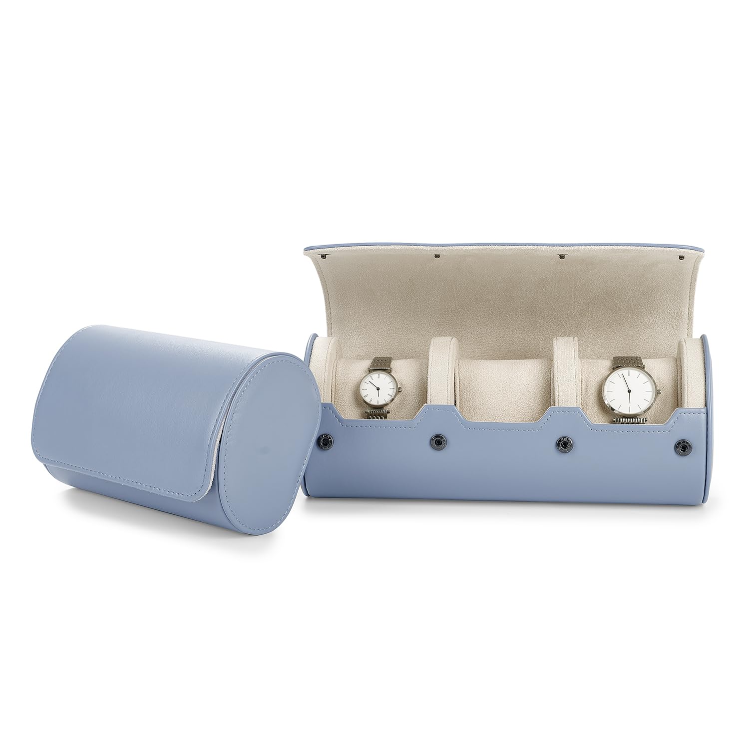 Oirlv Luxe PU Cuir 3 Fentes Etui Montre,Boite a Montre Homme,Rangement Pour Coffret Cadeau Noël Anniversaire Boite Montre(Bleu Clair)