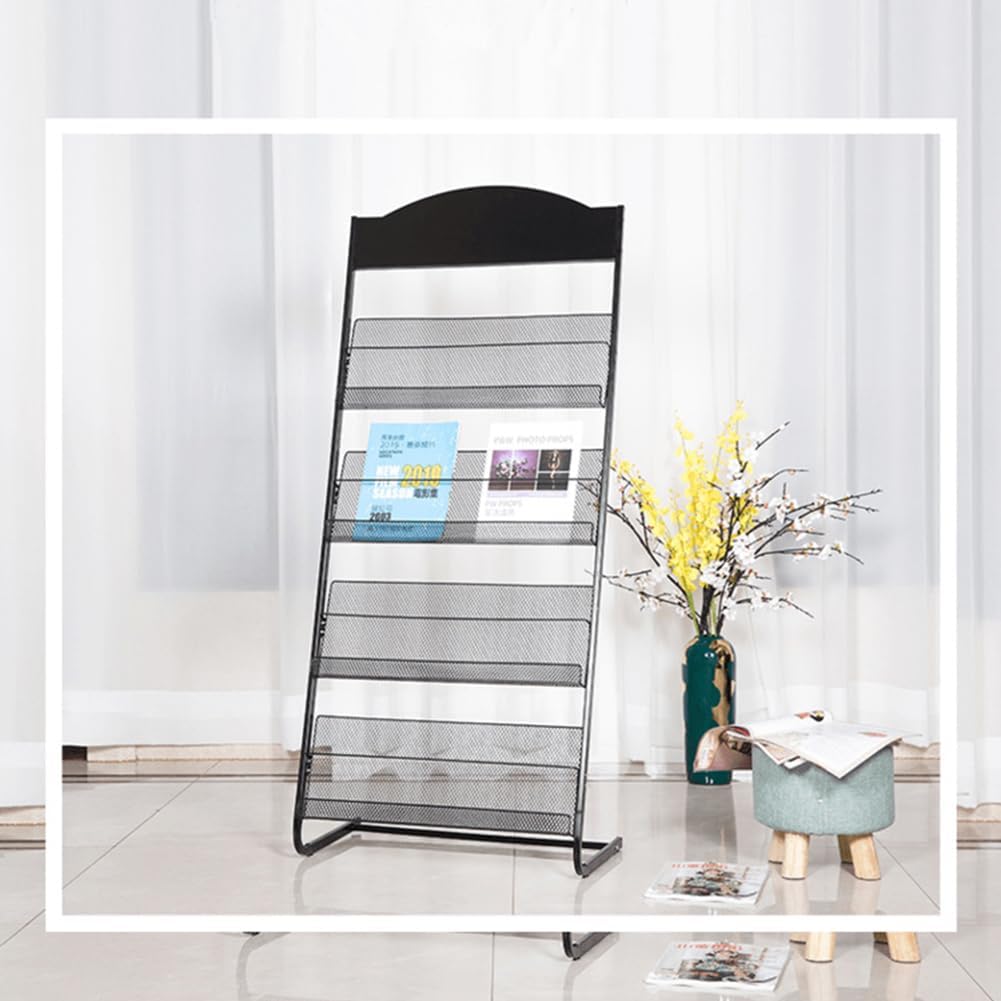 Floor-Standing Magazine Rack with Wheels,4-Layer Tiered Design Brochure Holder Detachable Magazine Display Stand for Exhibitions,Hospitals,Offices