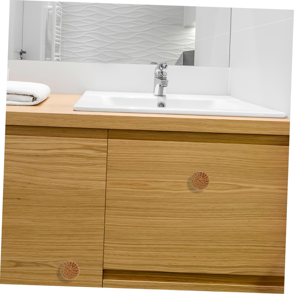 Gadpiparty 3 Set Manico in Bambù Pomelli Per Mobili Da Cucina Tavolo Da Trucco Arredamento Legnoso Armadietti Il Comò Tira La Pomelli Decorativi Per Porte Vimini Di Legno 4 Pezzi*3