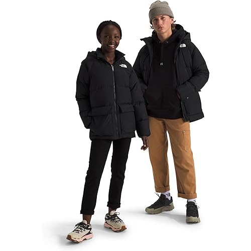 THE NORTH FACE Teen North Down Fleece-Lined Short Parka | 600 Fill Waterfowl Down, Water Repellent, Insulated Hood, & Pockets
