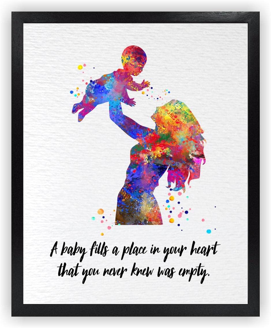 Dignovel Studios 11X14 Unframed Mother and Child Inspirational Quote Watercolor Art Print Poster Motherhood Boy Girl Family with Kids Baby Shower Nursery Décor Wall Hanging DN736
