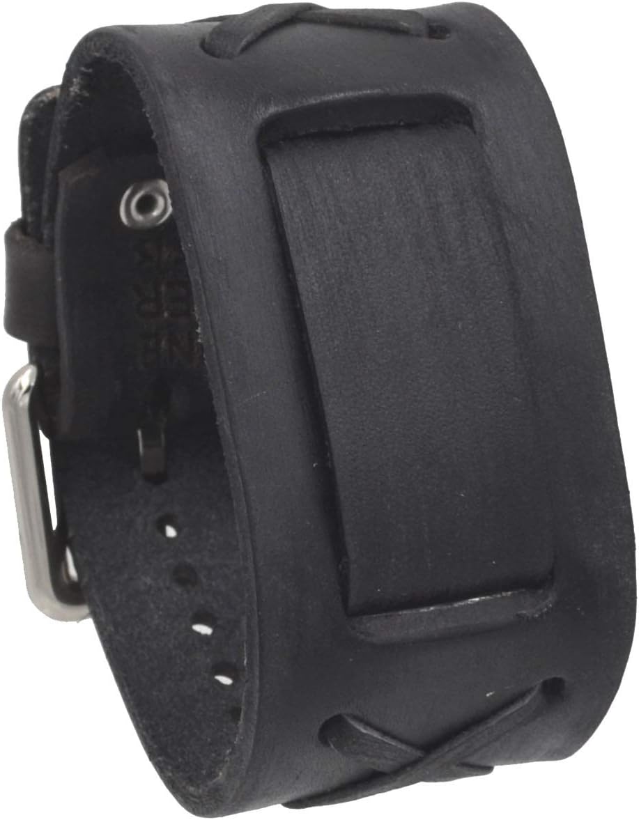 Nemesis FXB-KK Charcoal 39mm Wide 20mm Lug Width Wide Leather Watch Cuff Band