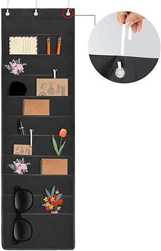 Miniatura 4 de HAOHAN Organizador de archivos de pared para colgar sobre la puerta, 10 bolsillos, tela Oxford, para revistas, bolígrafos, carpetas de archivos en