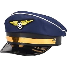Lezevn Pilot Hat Airline Captain Cap Halloween Pilot Fancy Dress Accessory Pilot Party Theme Hats Caps Airline Pilot Costume Accessory