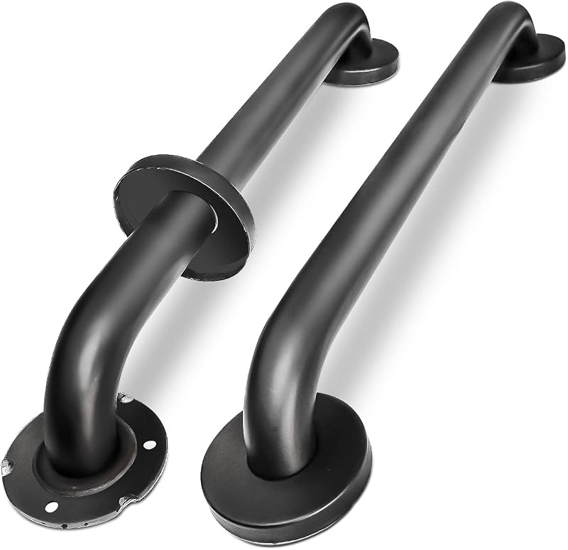 18 Inch Matte Black Grab Bar for Shower, 2 Pack Shower Handle | 304 Stainless Steel Bathroom Grab Bars, Non-Slip, For Seniors, Injury, ADA Compliant, Fully Welded with Concealed Screws