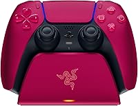Vista 1 de Razer Soporte de carga rápida para PlayStation 5: carga rápida - Diseño de cuna curvada - Combina con el controlador inalámbrico PS5 DualSense - Rojo