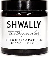 Shwally Magical Fluoride-Free Tooth Powder: Hydroxyapatite from Grass-Fed Bone & Amish Eggshell, Organic Peppermint Remineralizing Whitener 2oz
