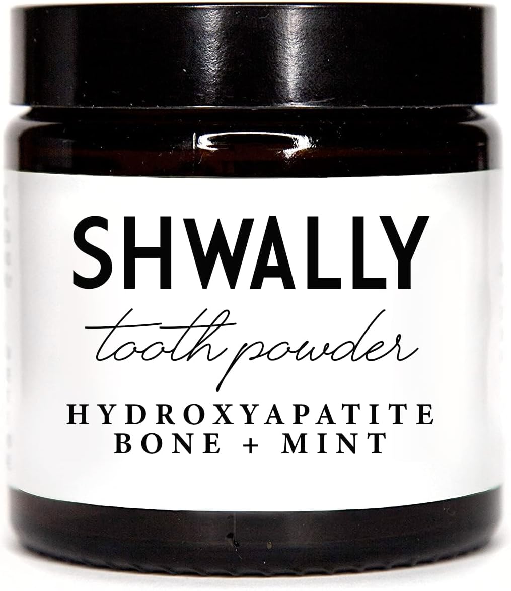 Shwally Magical Tooth Powder W/Hydroxyapatite Cattle Bone & Fluoride Free Amish Eggshell + Organic Peppermint - 100% Fluoride Free ReMineralizing, Whitening & Polishing Powder 200+ Brushings (2 oz)