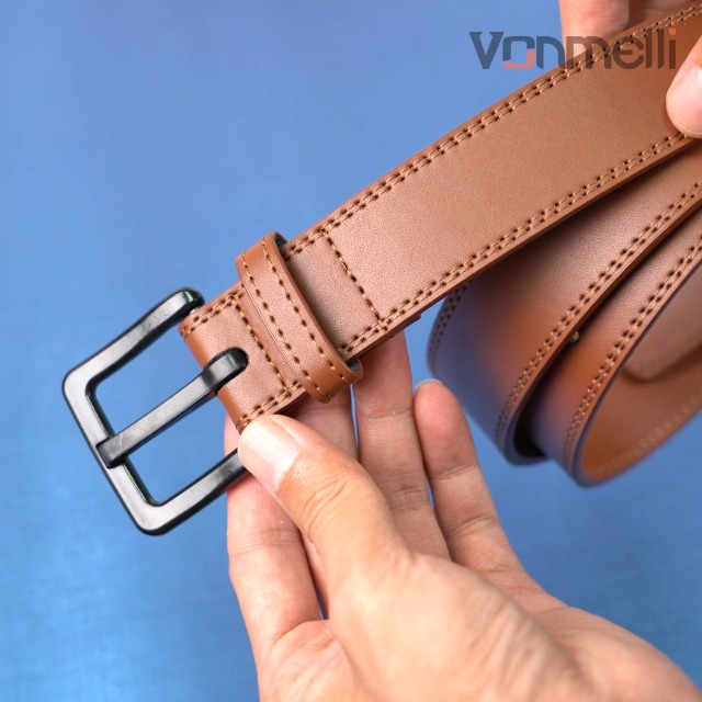 VONMELLI Nickel Free Leather Belt for Men, TSA Approved Non Metal