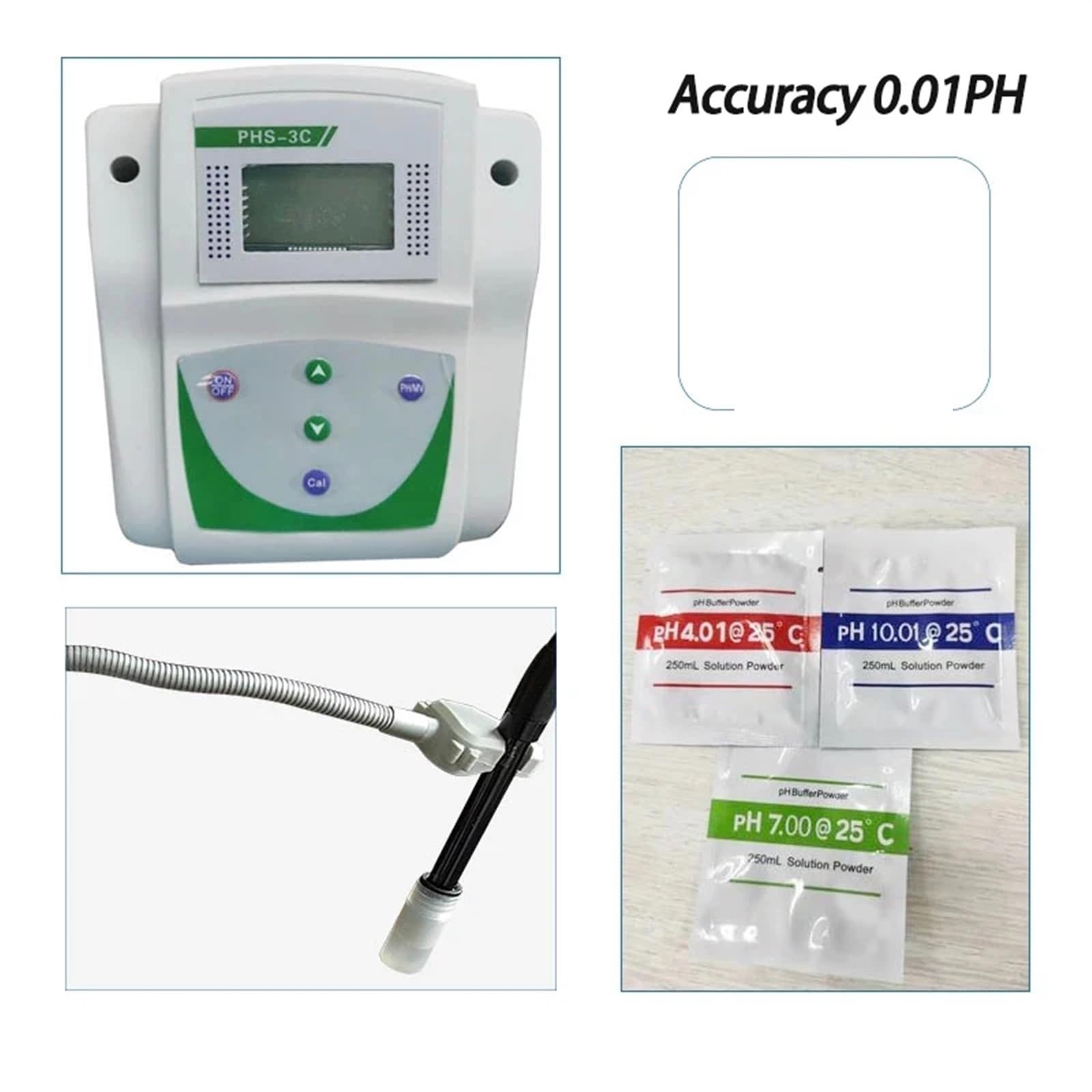 Misuratore di pH, tester dell'acqua 3 in 1 con misurazione mV, analizzatore accurato del valore del pH con compensazione della temperatura, strumento da banco di laboratorio per test di precisione