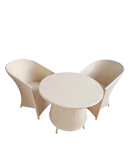 Aeron D-15|Indoor |Outdoor |Living Room| Balcony| Garden| Chair Table Set 2+1 (2 Chair + 1 Table)| Furniture Set| Coffee Chair Table Set| Powder Coated| Off White
