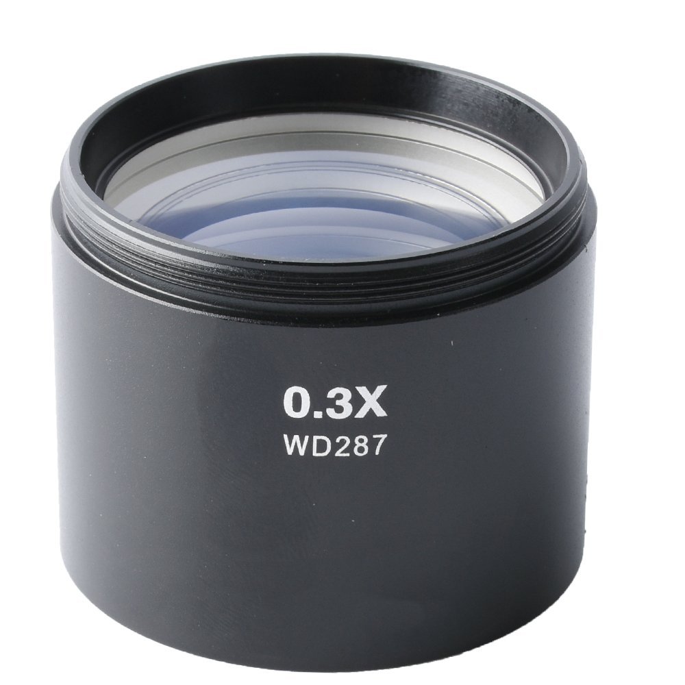 KOPPACE 0.3X Stereo Microscope Barlow Lens 287mm Working Distance Microscope Lens 48mm Microscope Nstallation Size